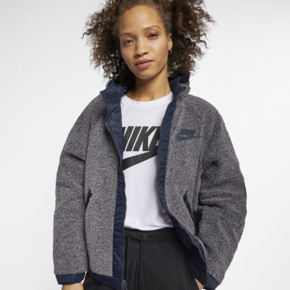 Navy Blue Nike NSW Reversible Sherpa Jacket!